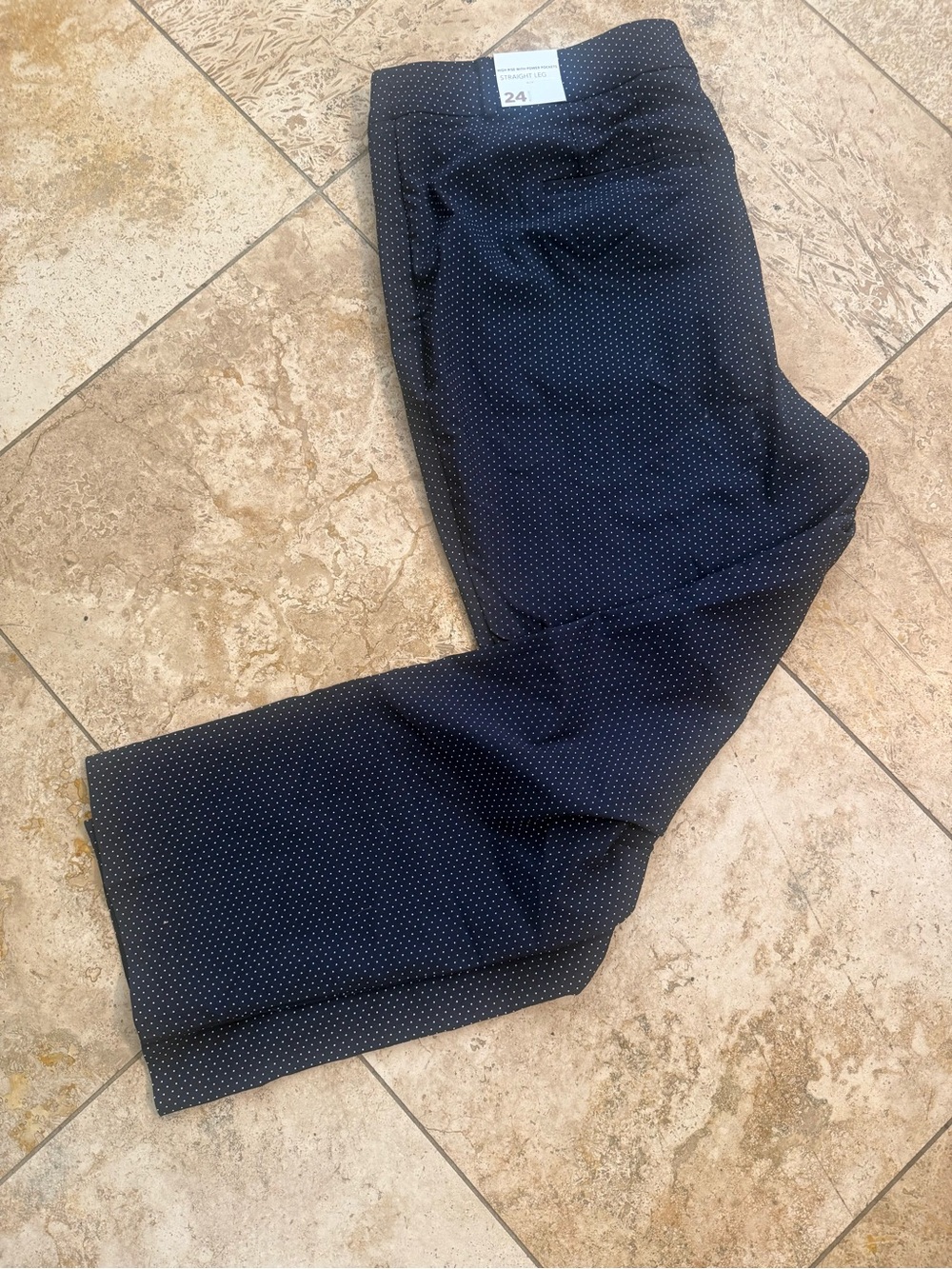 Lane Bryant Navy Polka Dot Dress Pants